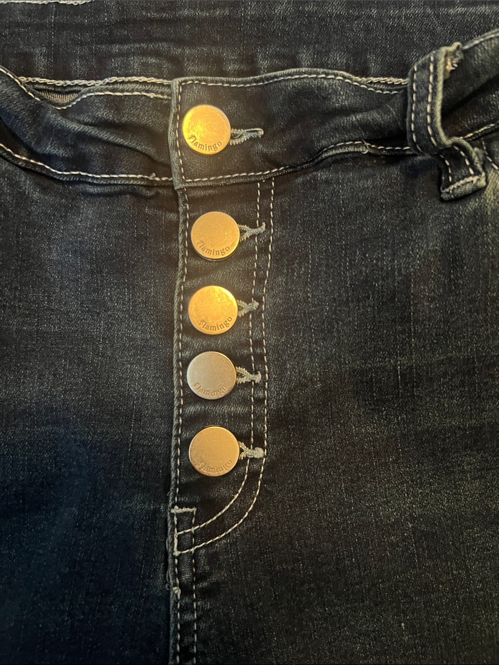 Flamingo XL Dark Wash Button-Fly Jeans with Branded Buttons